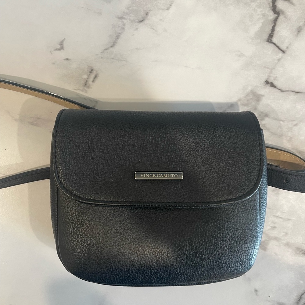 Vince Camuto Black Leather Crossbody  Mini Bag